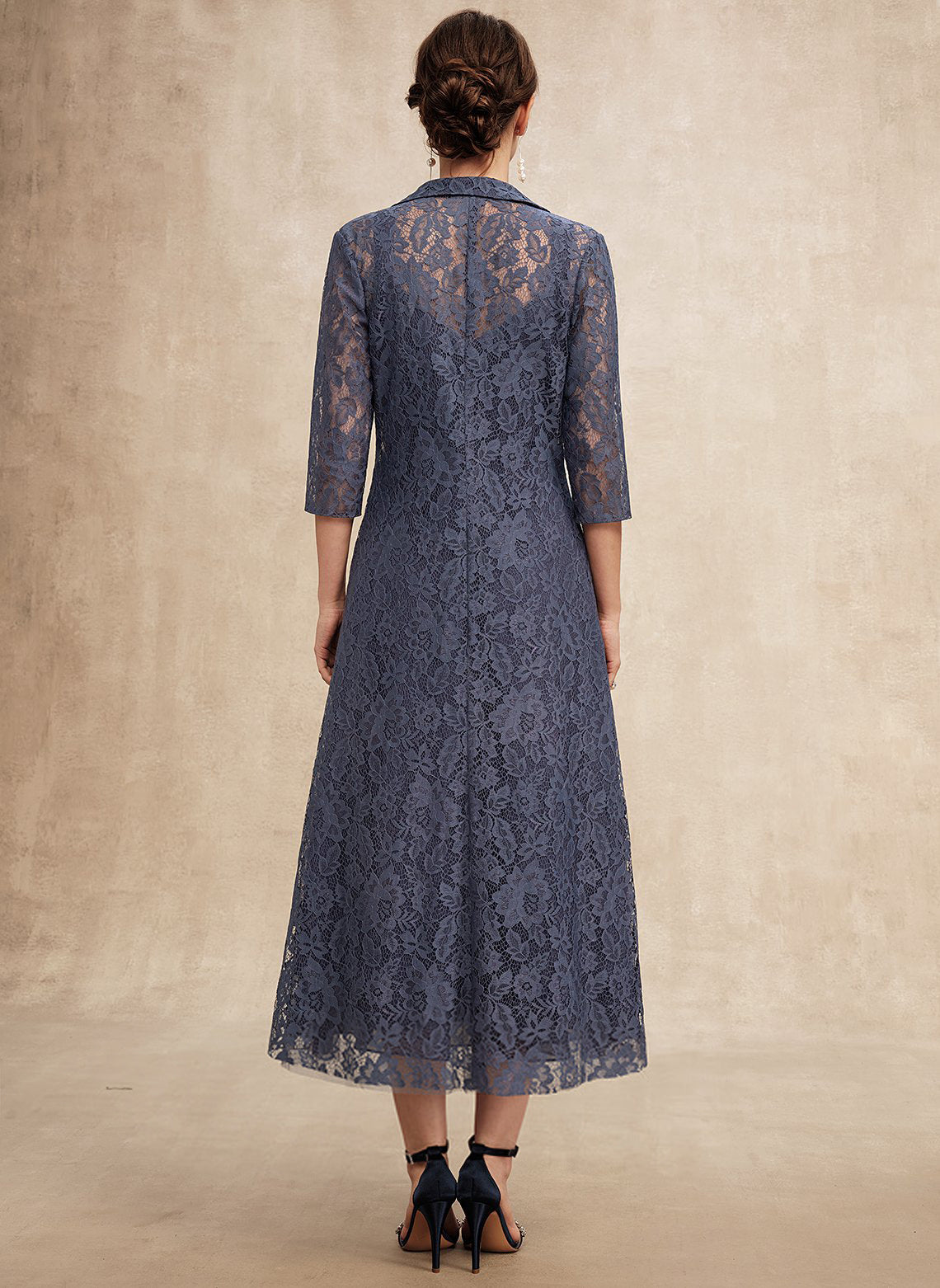 A-line V-Neck Tea-Length Chiffon Mother of the Bride Dress