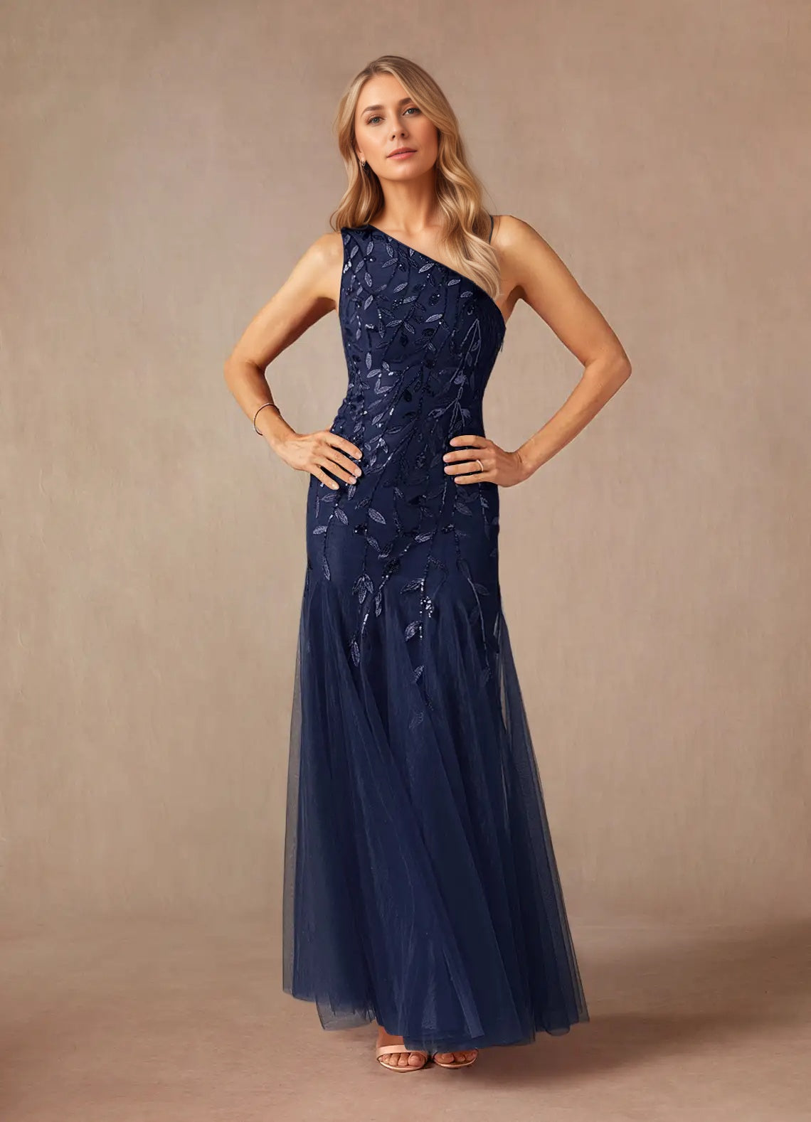 Mermaid Sequins One Shoulder Formal Evening Dress