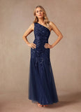Mermaid Sequins One Shoulder Formal Evening Dress