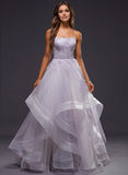 Princess Square Neck Floor-Length Tulle Prom Dress