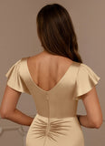 Mermaid V-Neck Pleated Stretch Satin Mother of the Bride Dress