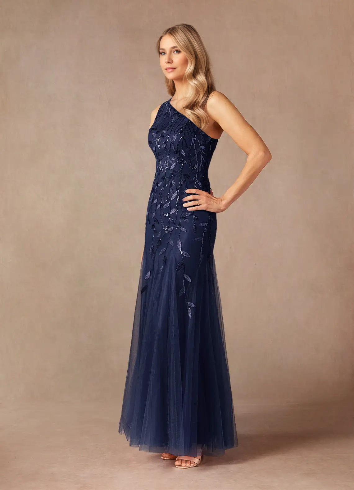 Mermaid Sequins One Shoulder Formal Evening Dress