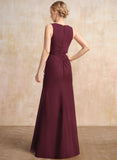 Sheath/Column V-Neck Floor-Length Chiffon Mother of the Bride Dress With Cascading Ruffles Beading