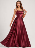 A-line Square Floor-Length Stretch Satin Bridesmaid Dress