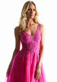 Glitter Tulle V Neck Prom Dress