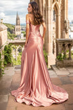Off the Shoulder Satin Prom Gown with Silt