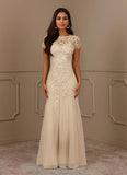 Mermaid Scoop Sequins Tulle Mother of the Bride Dress