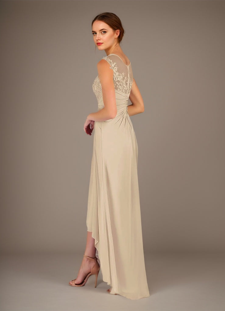 A-Line Scoop Lace Chiffon Dress