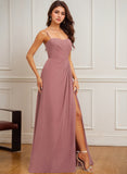 A-line Square Sweetheart Floor-Length Chiffon Bridesmaid Dress with Ruffle