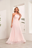 A-line Floor-Length Chiffon Halter Bridesmaid Dresses for Wedding