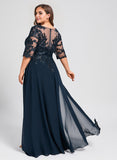 Sheath/Column V-Neck Floor-Length Lace Chiffon Mother of the Bride Dress With Sequins