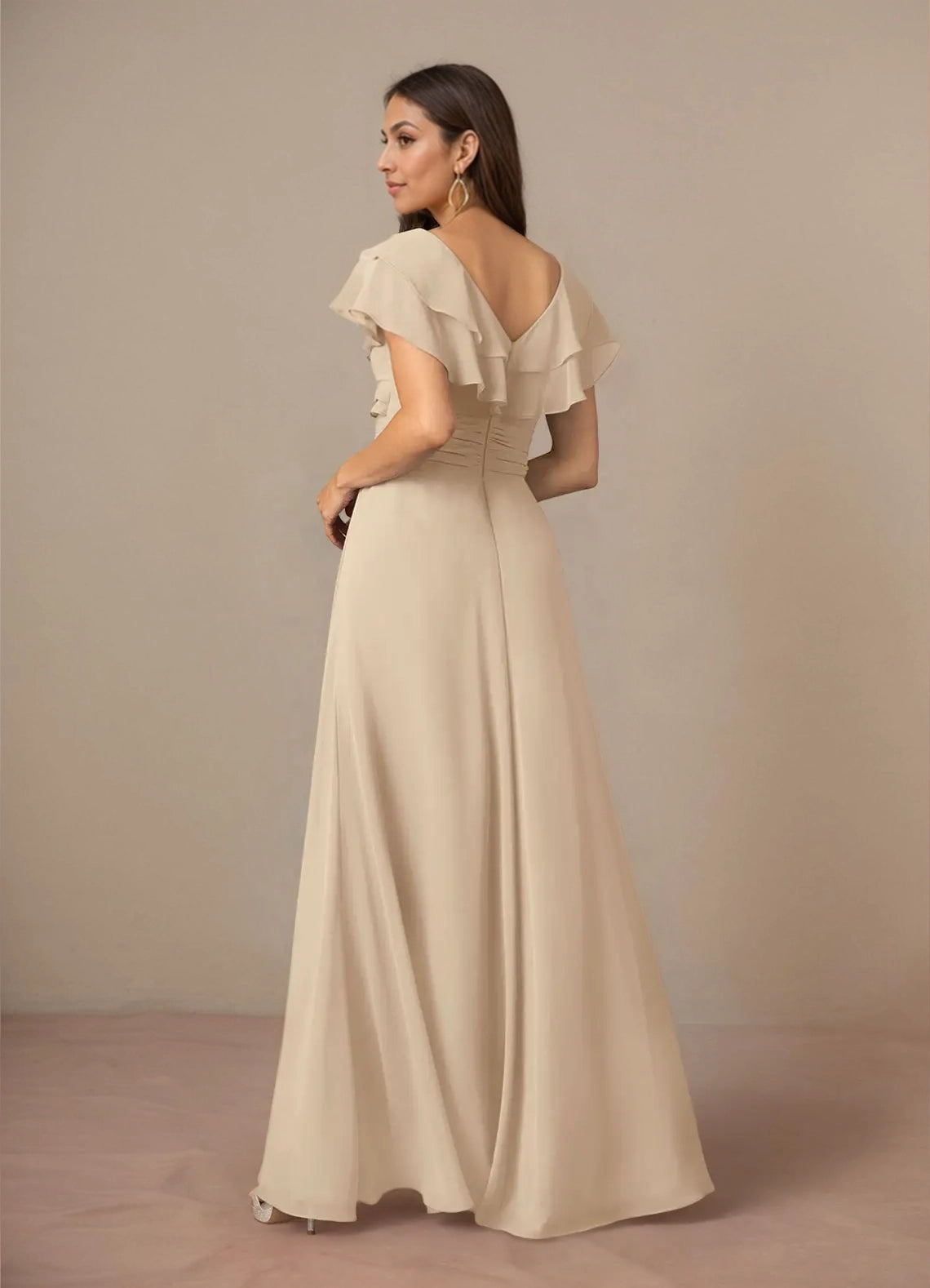 A-Line V-Neck Ruched Chiffon Mother of the Bride Dress