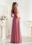 Chiffon Bridesmaid Dress with Asymmetric Draped Neckline