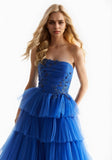 Beaded Embroidered Tiered Tulle Prom Dress