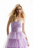 Beaded Embroidered Tiered Tulle Prom Dress