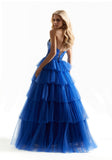 Beaded Embroidered Tiered Tulle Prom Dress