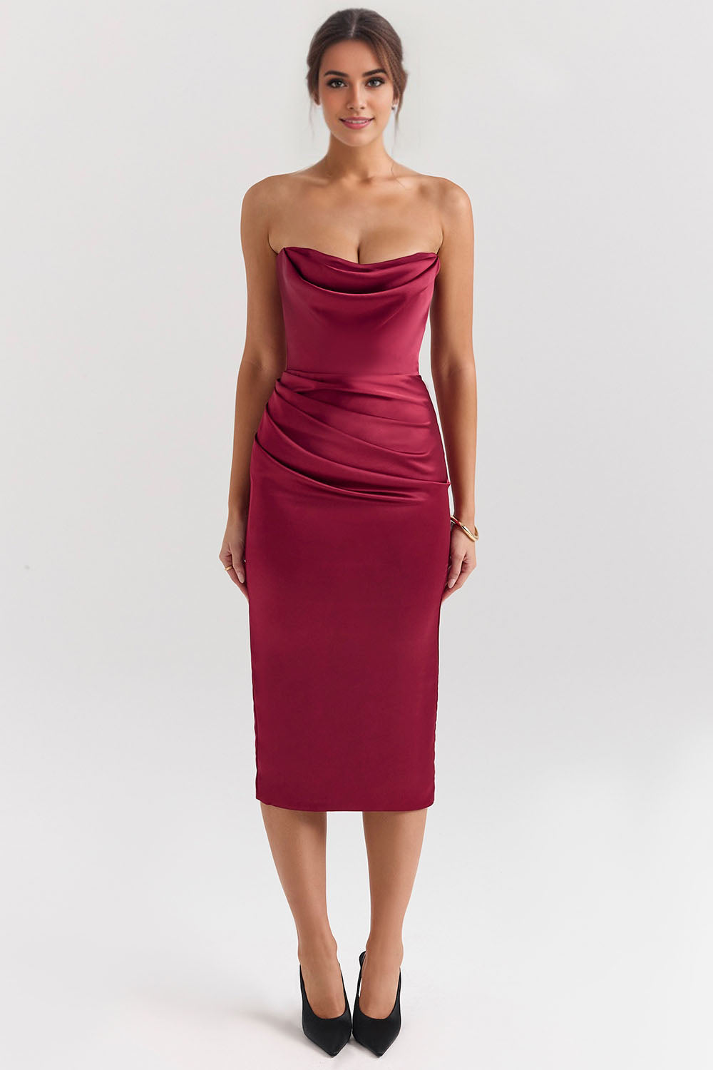 Mermaid/Trumpet Satin Strapless Midi Party Dress