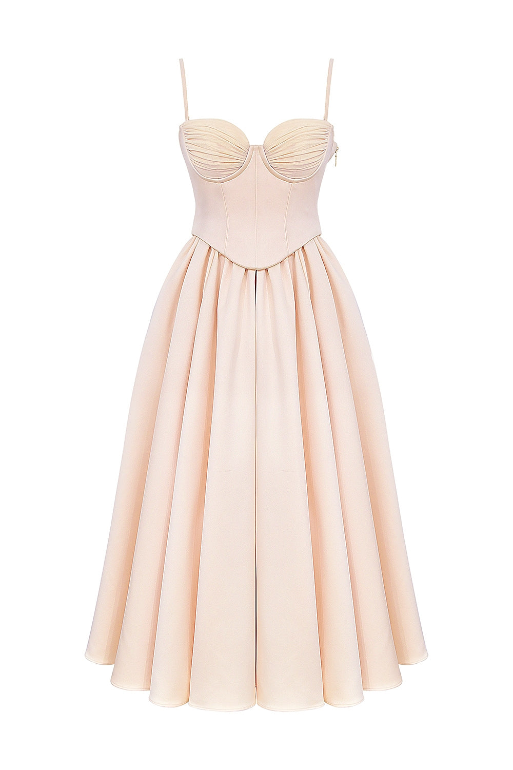 Satin Corset A-Line Deep V-Neck Prom Dress