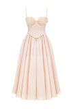 Satin Corset A-Line Deep V-Neck Prom Dress
