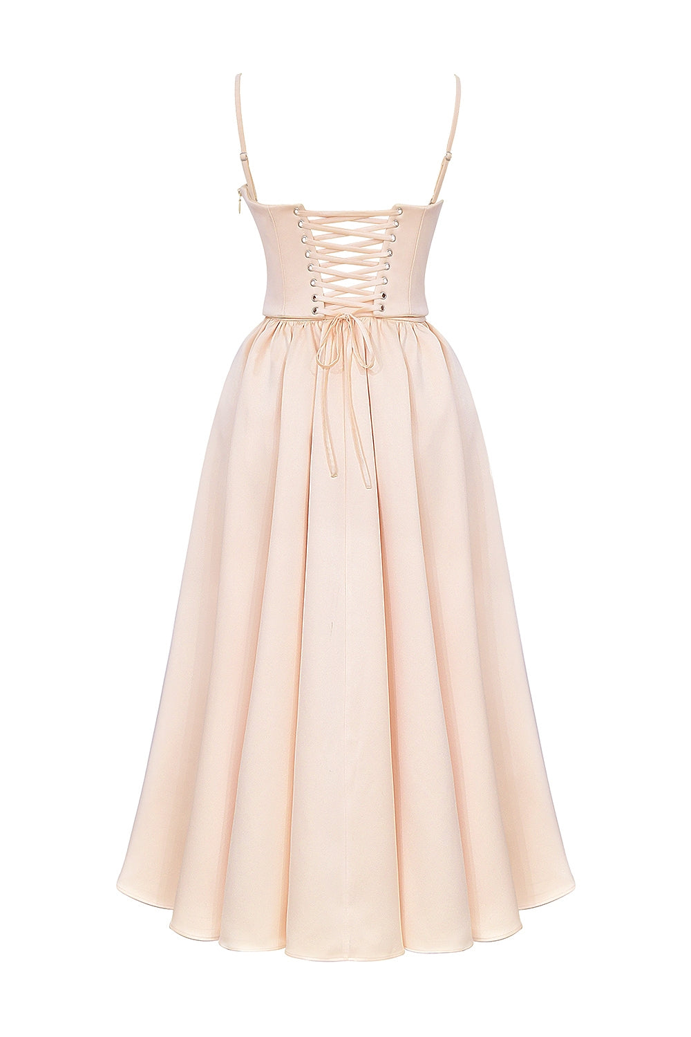 Satin Corset A-Line Deep V-Neck Prom Dress