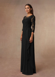 A-Line Scoop Lace Chiffon Mother of the Bride Dress