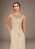 A-Line Scoop Lace Chiffon Dress