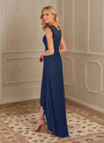 A-Line Scoop Lace Chiffon Mother of the Bride Dress