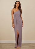 One Shoulder Chiffon Sheath Bridesmaid Dress