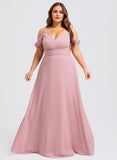 Plus Size A-line Cold Shoulder Floor-Length Chiffon Bridesmaid Dress