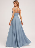 A-line Halter Floor-Length Chiffon Bridesmaid Dress