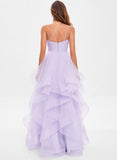 Princess Asymmetrical Neckline Asymmetrical Neckline Floor-Length Tulle Prom Dress