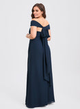 Plus Size Trumpet/Mermaid Halter Off the Shoulder One Shoulder V-Neck Floor-Length Chiffon Bridesmaid Dress With Ruffle