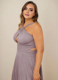 Plus Size Pleated Off Shoulder Chiffon A-Line Bridesmaid Dress