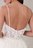 3D Floral Appliqués Spaghetti Straps A-Line Wedding Gown