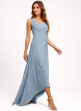 A-line V-Neck Asymmetrical Chiffon Bridesmaid Dress