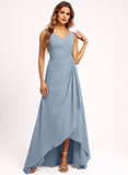 A-line V-Neck Asymmetrical Chiffon Bridesmaid Dress