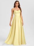 A-line Sweetheart Floor-Length Matte Satin Prom Dresses With Pleated