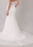 3D Floral Appliqués Spaghetti Straps A-Line Wedding Gown