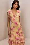 Floral Chiffon V-Neck Maxi Prom Dress