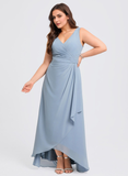 A-line V-Neck Asymmetrical Chiffon Bridesmaid Dress