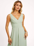 Jumpsuit/Pantsuit V-Neck Floor-Length Chiffon Bridesmaid Dress With Ruffle