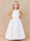 A-Line Bow Flower Girl Dresses