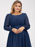 Plus Size A-line Scoop Floor-Length Chiffon Bridesmaid Dress With Ruffle