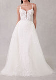 3D Floral Appliqués Spaghetti Straps A-Line Wedding Gown