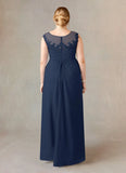 A-Line Scoop Lace Chiffon Mother of the Bride Dress