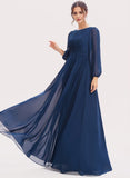 A-line Scoop Floor-Length Chiffon Bridesmaid Dress With Ruffle