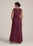 2-Piece V-Neck Cascade Ruffle Chiffon Mother of the Bride Dress with 3/4 Sleeve Jacket
