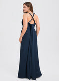 Plus Size Trumpet/Mermaid Halter Off the Shoulder One Shoulder V-Neck Floor-Length Chiffon Bridesmaid Dress With Ruffle