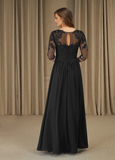 A-Line Scoop Lace Chiffon Mother of the Bride Dress