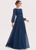 A-line Scoop Floor-Length Chiffon Bridesmaid Dress With Ruffle